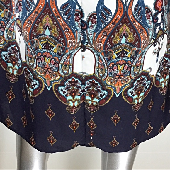 Border Print Blue White Print Shift Dress NWOT - Picture 4 of 6